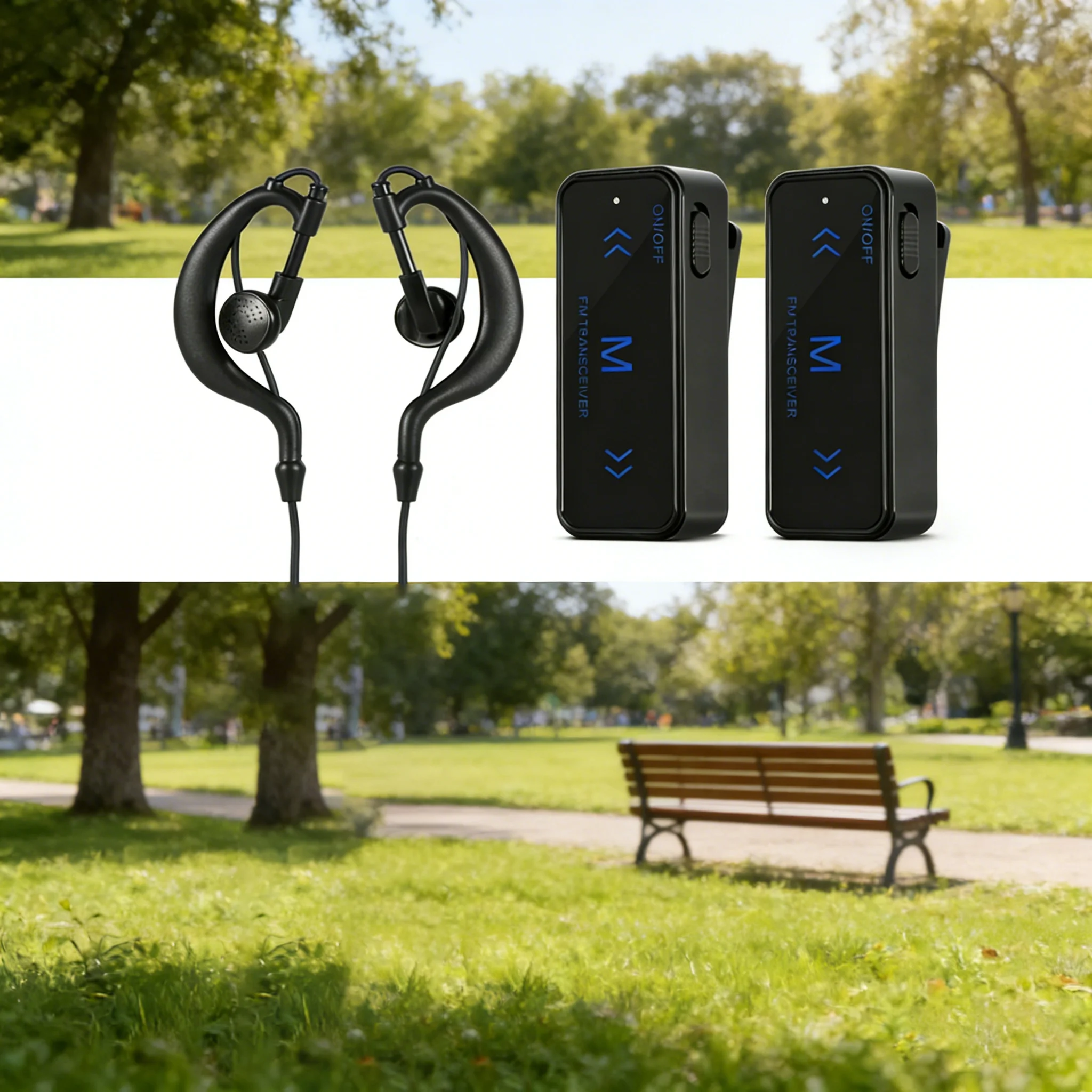 Mini Walkie Talkie 400-470MHz Long Range Two Way Radio with Headset Earpiece & USB Charging, A Pair Set for Salon Restaurant