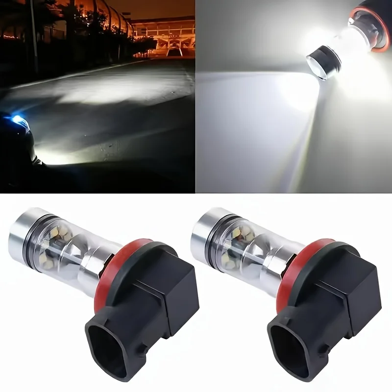 2pcs H11 H8 H8 H9 LED mist drive light bulb DRL High power 100W light 6000k ultra white,, easy to install plug, no battery