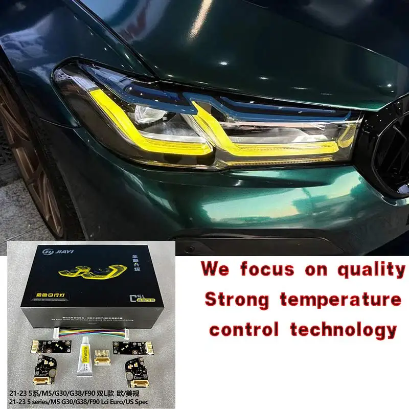 FOR BMW 5 Series G30 G38 F90 2021-2023 Car Hernia Headlight CSL Style DRL Chip F90 M5 Yellow LED Board CS Yellow Light