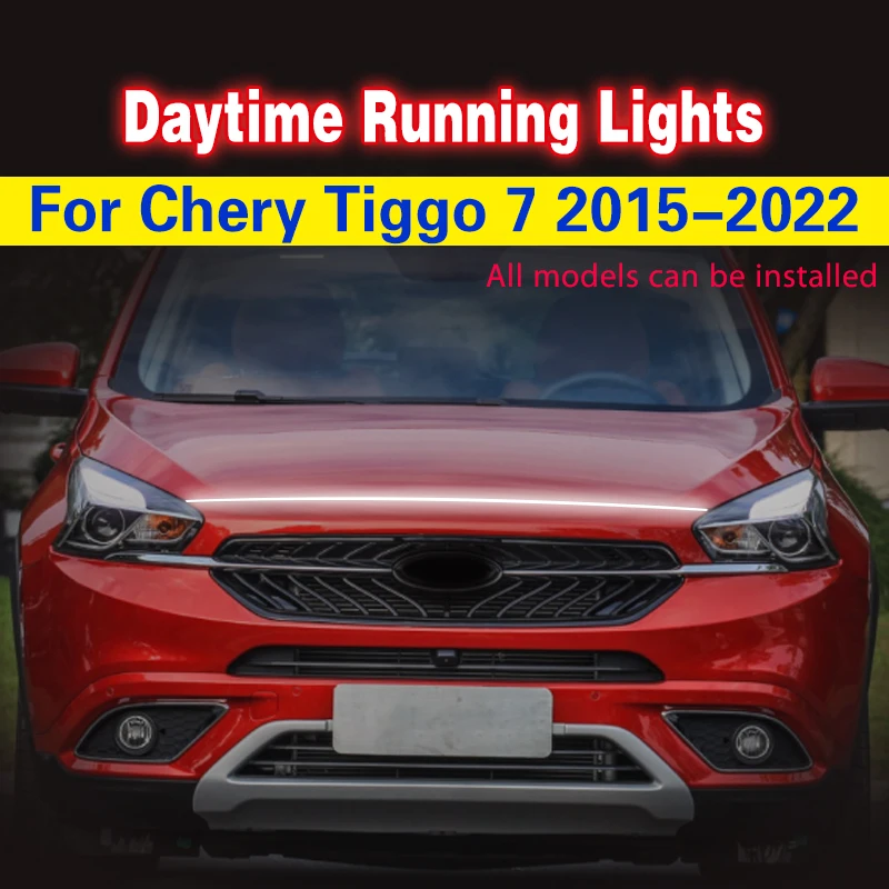 Car Flashing 1pcs 12V Waterproof LED Car Hood Lights Strip DRL Daytime Running Lights Fog Lamp for Chery Tiggo 7 2015-2022