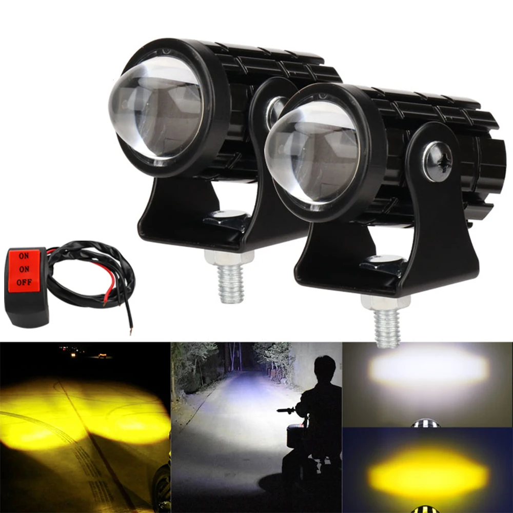 LED Spotlight With lens For motorcycles Headlights Car Headlamp Fog lamp Additional Spotlight Work light Scooter bulb waterproof
