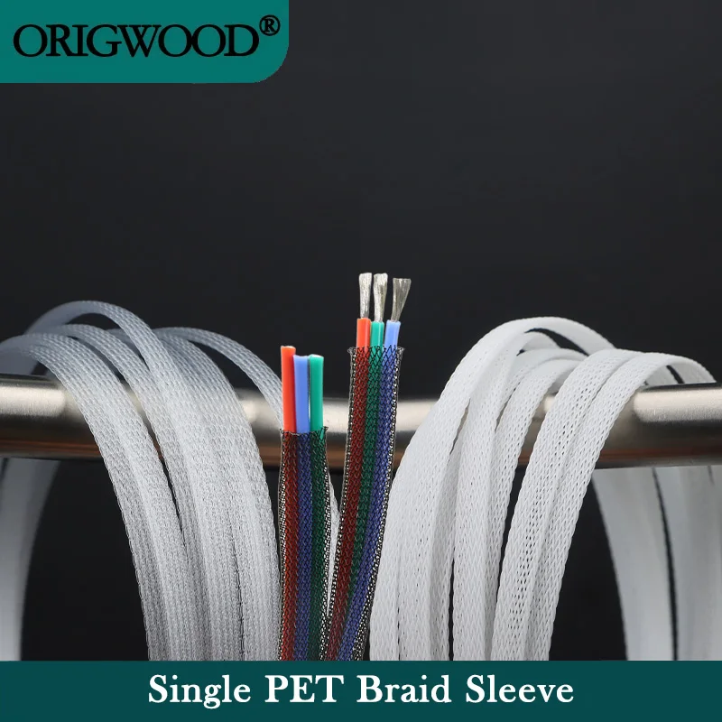 2/5/10 m Single PET Expandable Size 3/4/6/8/10 mm Nylon Braided Cable Sleeve USB Data Keyboard Cable Sheath Protector Wire Wrap