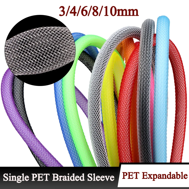 2-20m Single PET Expandable 3mm 4mm 6mm 8mm 10mm Nylon Braided Cable Sleeve USB Data Keyboard Cable Sheath Protector Wire Wrap
