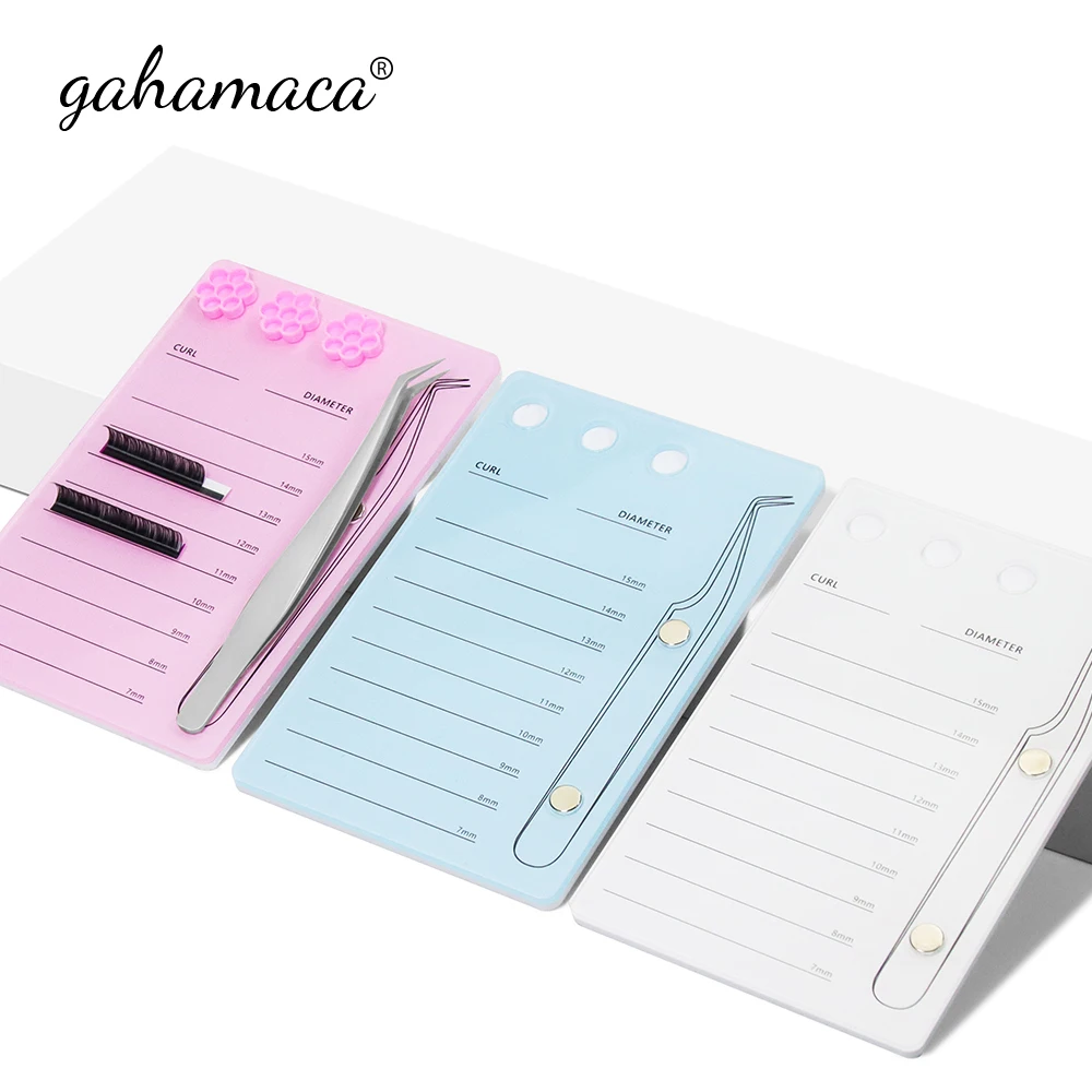 GAHAMACA Acrylic Lashes Holder Pad Individual Eyelash Tablet Palette Eyelash Pad Lash Extension Glue Pallet Holder Card