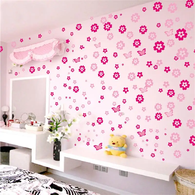 108pcs Flowers DIY Wall Decals Wall Stickers Room Decorations for Bedroom Living Room Home Decor Adhesive Wallpaper Poster