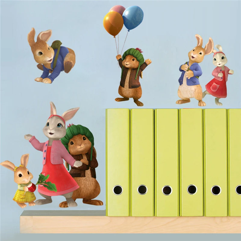 So Funny Cartoon Animal Wall Decals Cute Rabbit Peter Vinyl Stickers for Home Nursery Room Decoration Kids Puzzle Anime Poster