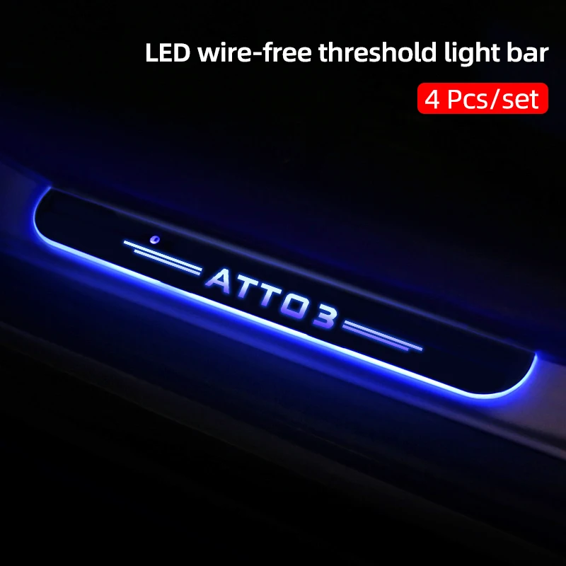 Suitable for BYD ATTO 3 YUAN Plus Custom Logo Fashion Wireless LED Car Threshold Passage Welcome Light Threshold Light