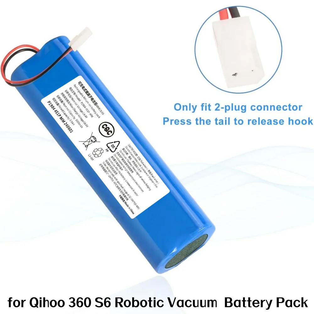 for Qihoo 360 S6, Plorer Series 75 S Robotic Vacuum Cleaner Spare Parts Accessories Replacement 14.4V 3500mAh Batteries Pack