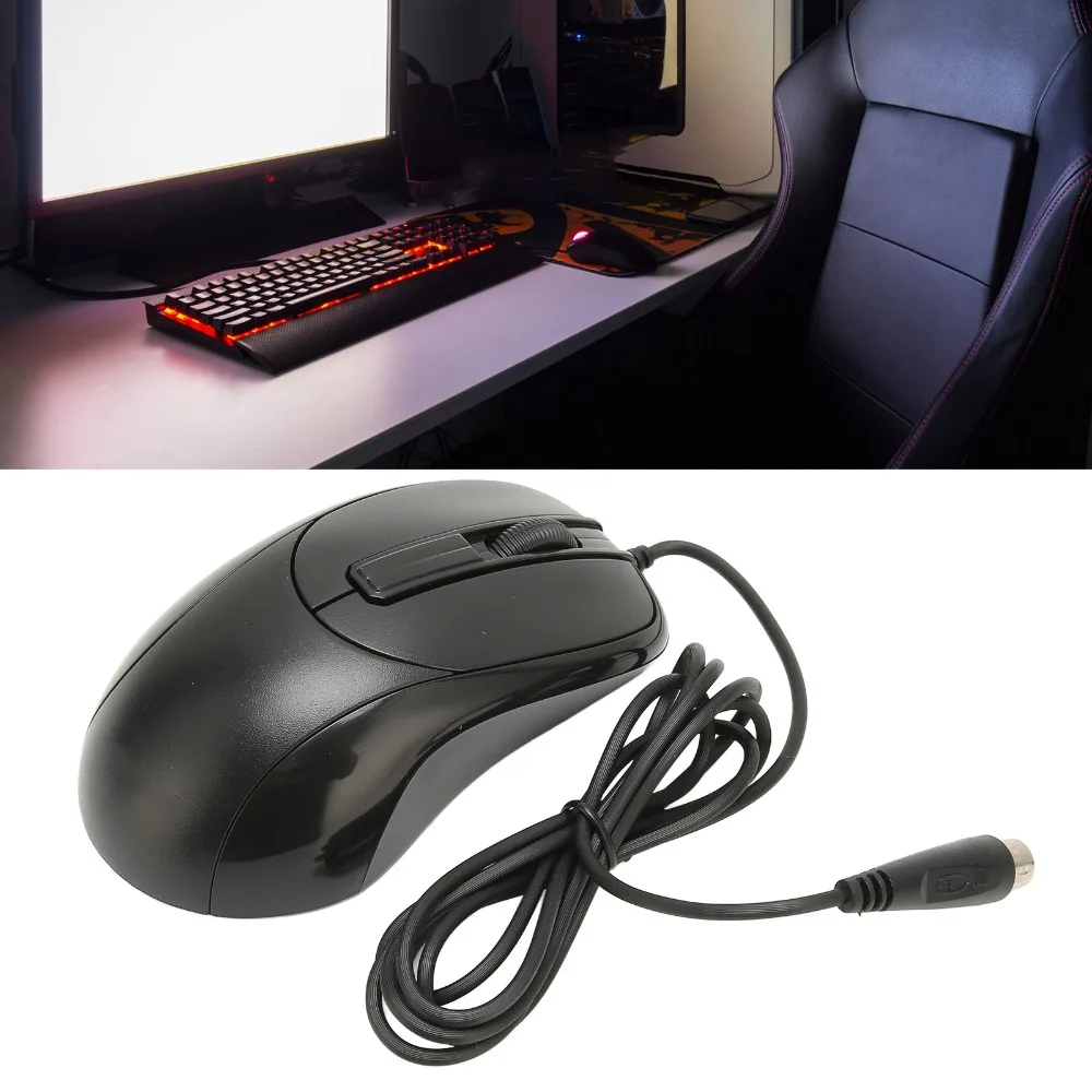 Responsive 3 Buttons Wired for PS2 Optical Mouse Portable Black Wired Mouse Ergonomic Mouse Gaming