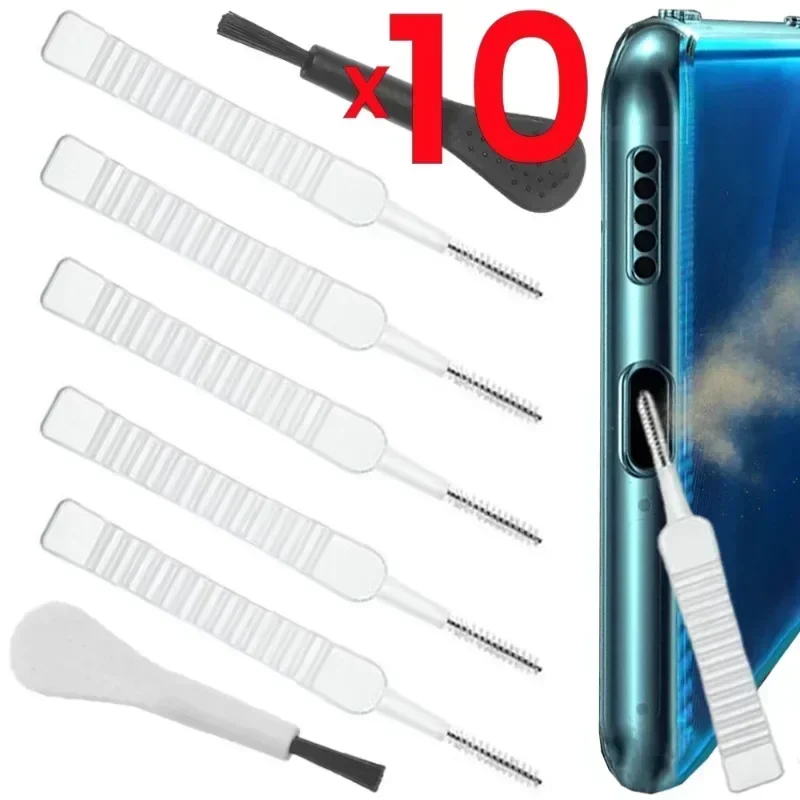 10-1Pcs Charging Port Dust Plug with Cleaning Brush for iPhone 17 16 15 14 Pro Max Plus Samsung Xiaomi IOS Type C Cleaner Set