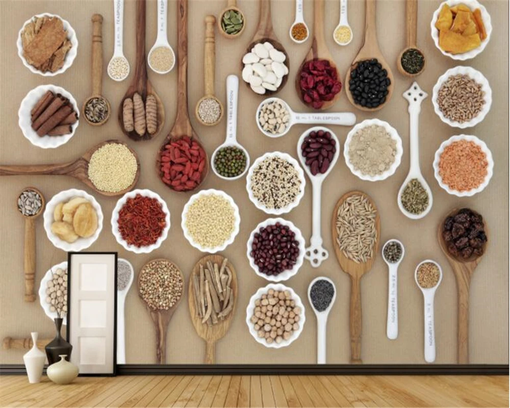 beibehang papel de parede Spoon spice ingredients food catering gourmet tooling background wallpaper behang hudas beauty