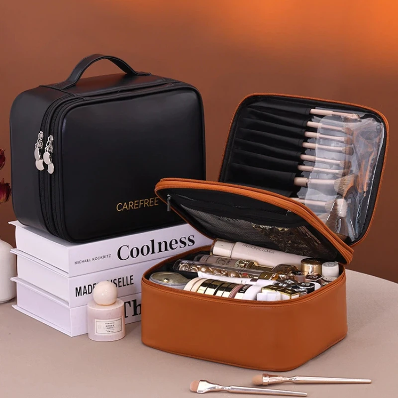 Professional Make-up Tattoo Embroidery Tool Box PU Leather Handheld Storage Bag Cosmetics Double-layer Beauty Box Cosmetic Bag