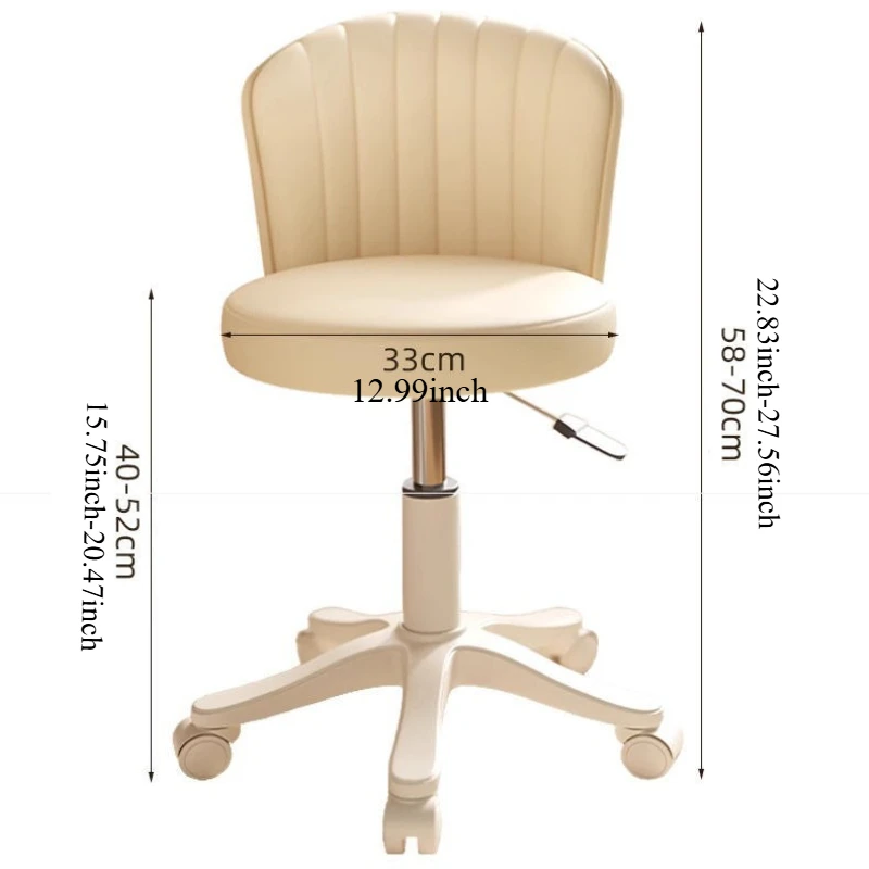 Customizable Rotating Chair Height- adjustable Makeup Stool Bedroom Dressing Table with Wheels Backrest Chair Leather