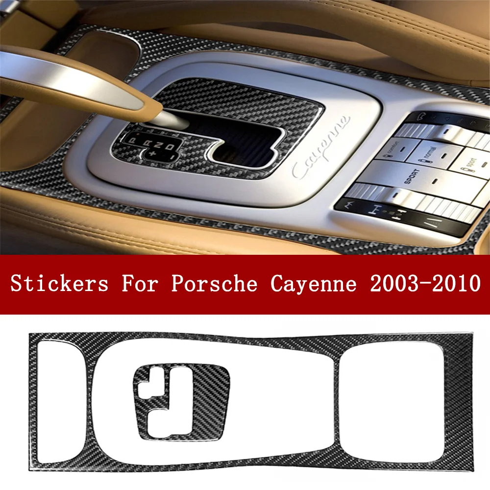 2Pcs/set Carbon Fiber Stickers Automatic Gear Shifter Panel Cover Trim For Porsche Cayenne 2003-2010 Car Accessories