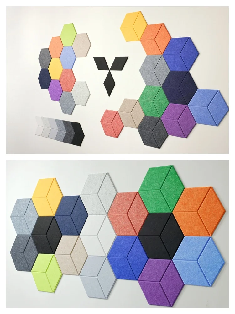 12pcs 30cm Y Shape Self Adhesive Acoustic Panels High Density Polyester Felt Sound Proof Wall Sticker for Home Decoration