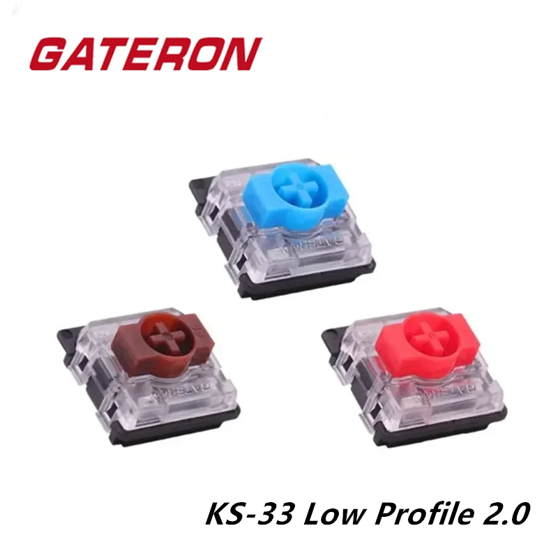 Gateron KS-33 Low Profile 2.0 Switch Black bottom housing 3 Pin Blue Red Brown RGB Customized DIY Hot Swap Mechanical Keyboard