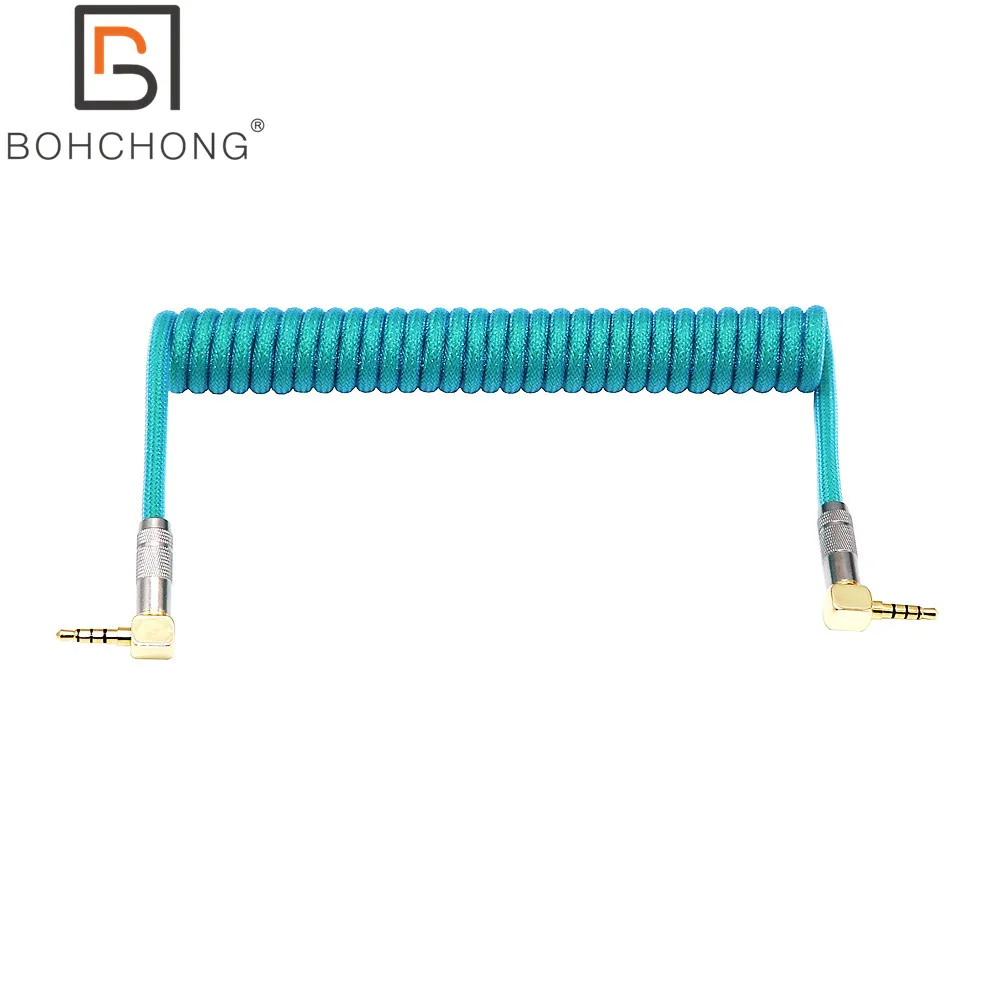3.5mm TRS TRRS to TRRS Spring Coil Coiled Cable for Split Keyboard RODE Sc7 By VIDEOMIC Video Micro-type Mics Audio Cord Cable