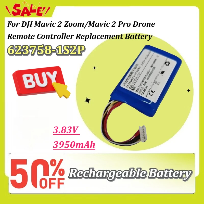 New 623758-1S2P 3.83V 3950mAh Li-ion Battery for DJI Mavic 2 Zoom/Mavic 2 Pro Drone Remote Controller Replacement Battery