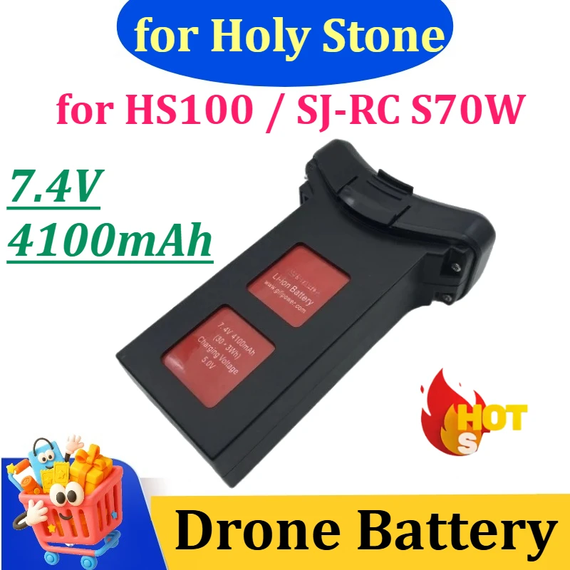 New 7.4V 2800mAh/4100mAh Battery for Holy Stone HS100 / SJ-RC S70W Drone - Replacement Li-ion Power Accessory
