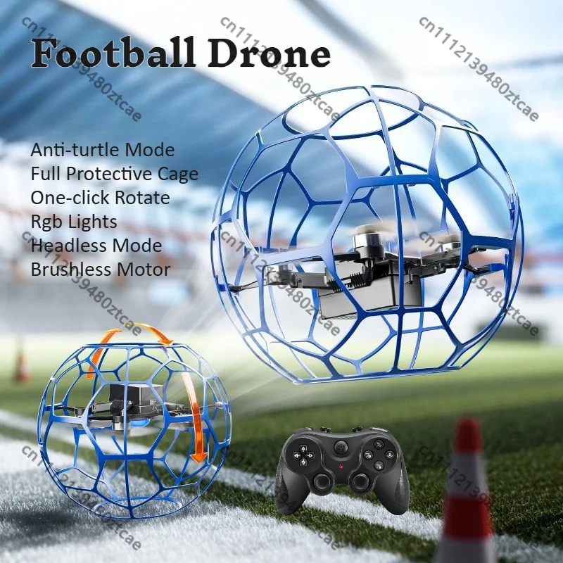 Kids Football Competition Brushless Drone, Full Protection Frame Flip Recovery UAV Headless RC Quadcopter with RGB Lights