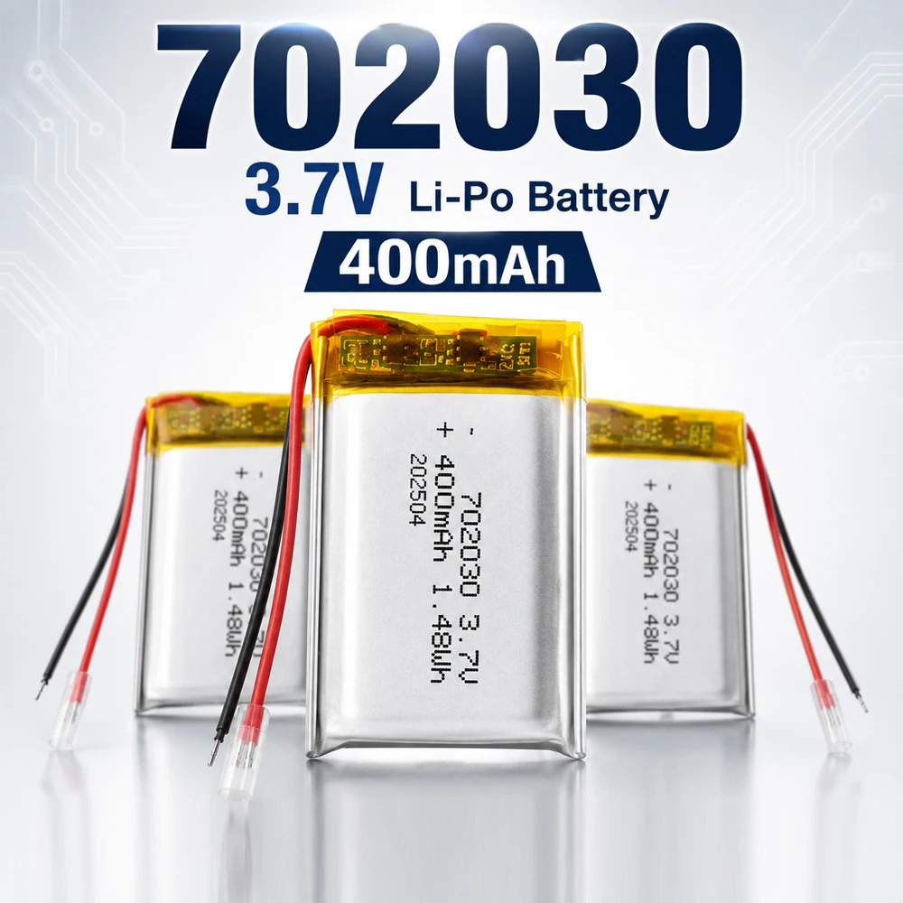 702030 3.7V 400mAh Rechargeable Battery. Suitable for: Beauty Devices MP3 Players GPS Devices Recorders and Other Devices.