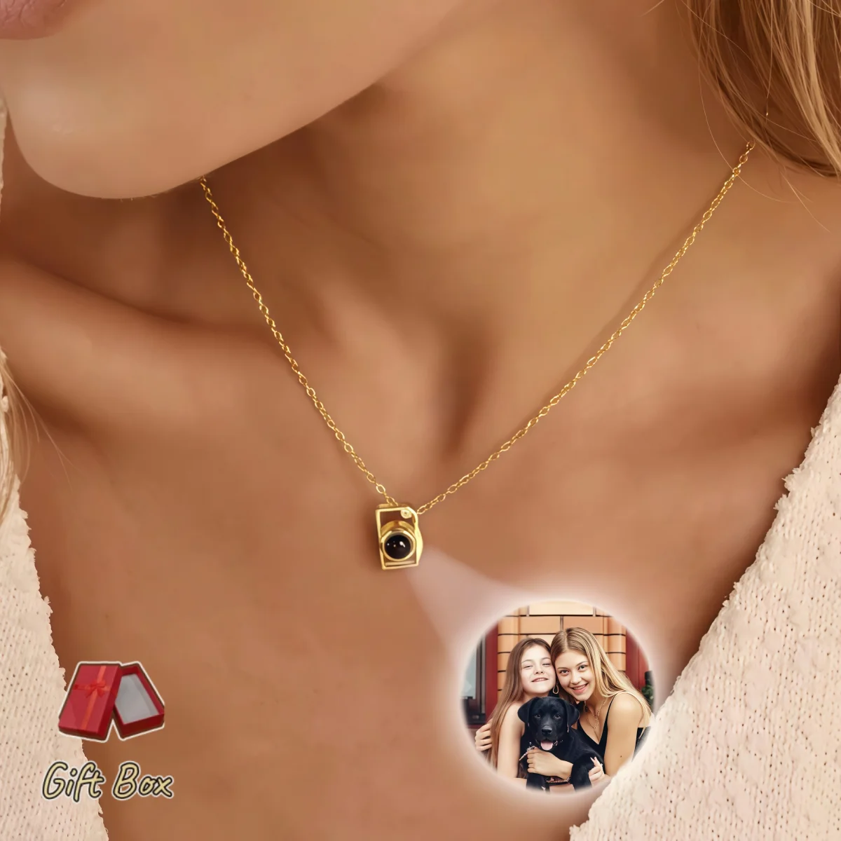 Personalized Photo Projection Necklace Mini Camera Pendant Stainless Steel Memory Jewelry Valentine Gift for Women