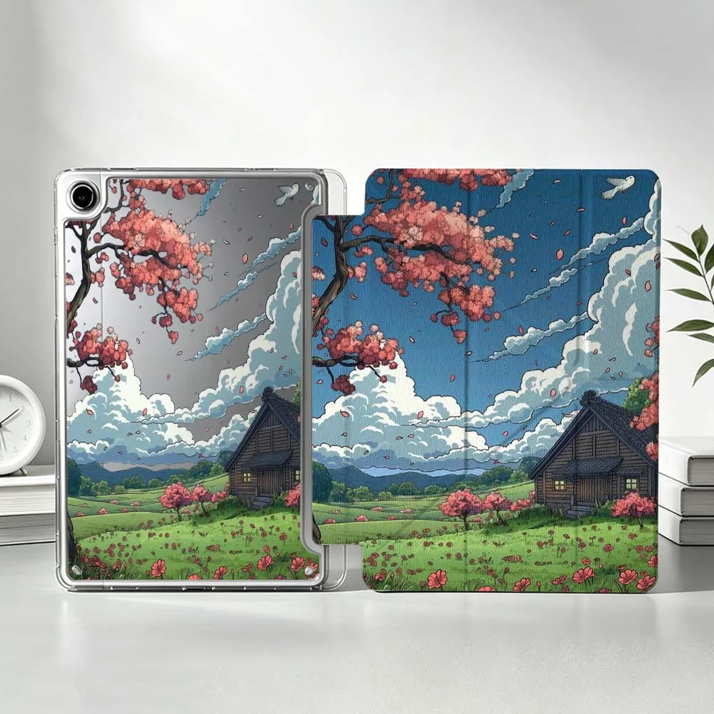 Log Cabin Landscape Pattern Soft For Samsung Galaxy Tab S11 S10 S9 S8 S7 S6 A11 A10 A9 FE Plus Lite Foldable 3Y Tablet Case