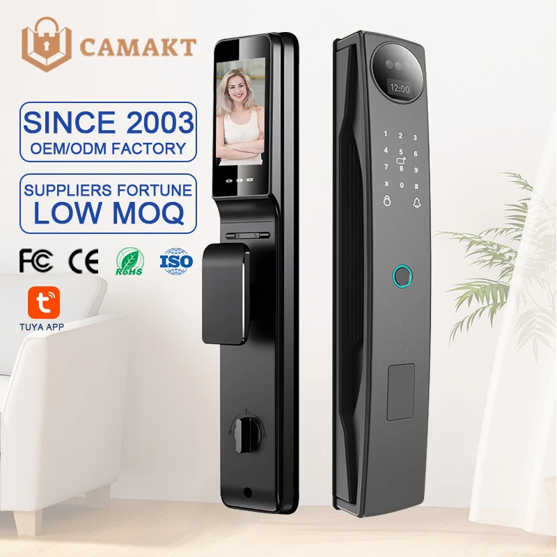 CAMAKT Tuya Smart Door Lock with Camera WiFi Portable Design Waterproof for Front Door Cerradura Smart Lock