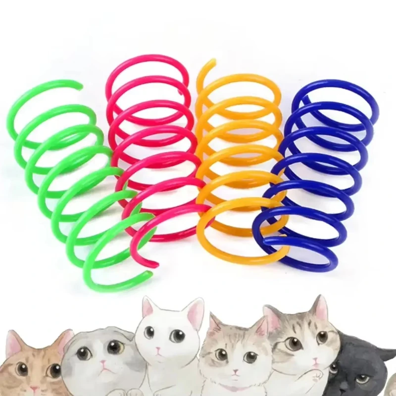12-24Pcs Cat Spring Toy Cat Spiral Toys Interactive For Indoor Colorful Cats Plastic Springs Coil For Kitten Hunting Swatting