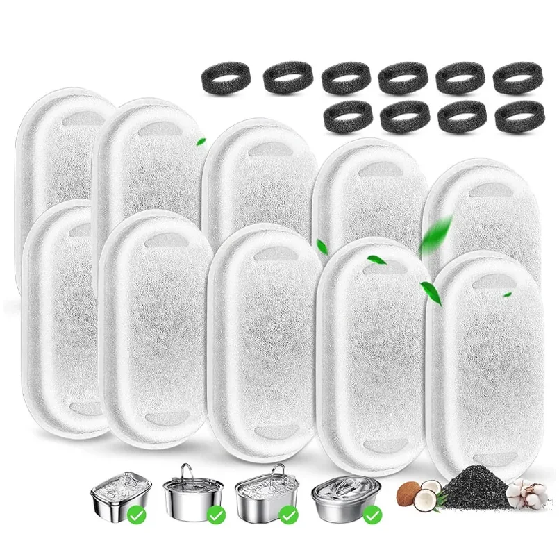 Ten pack suitable for 12 oz/3.2L and 64 oz/2L pet automatic fountain water dispenser filter accessories