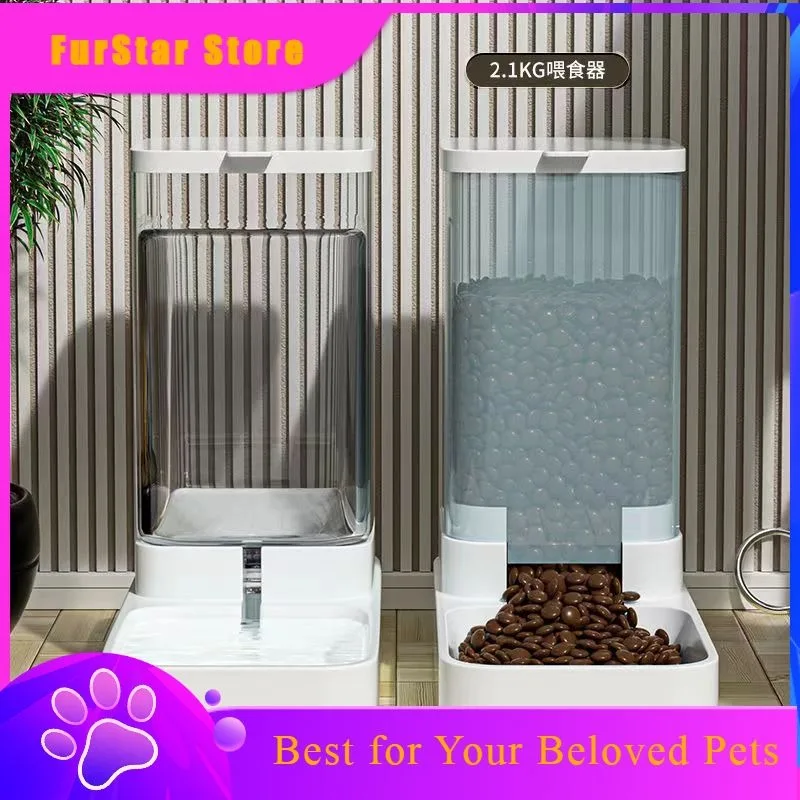 FurStarPet Feed Dispenser Cat Dog Bowl Automatic Feeder Pet Accessories Dog Feeder Automatic Feeding Water Bowl Transparent Pet