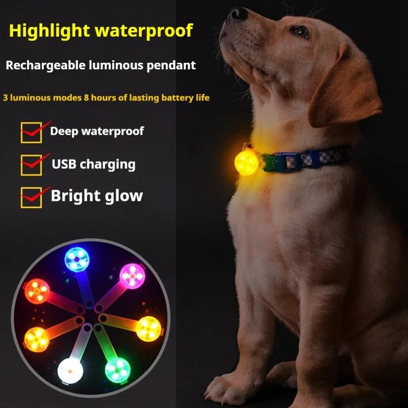 USB Rechargeable Pet Light Up Pendant Night Dog Loss Prevention Accessory LED Light Up Dog Tag Bright Outdoor Warning Lights