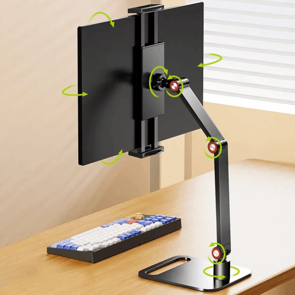 Adjustable Height Portable Monitor Holder Punch-Free Foldable Screen Holder Expandable Alloy Monitor Bracket Display Base