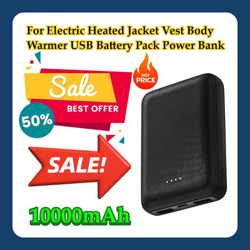For Electric Heated Jacket Vest Body Warmer USB Battery Pack 10000mAh Power Bank