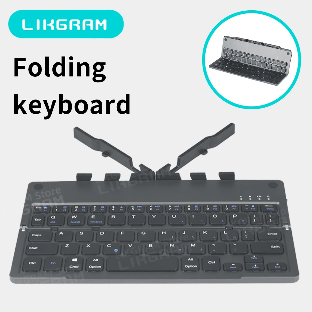 Folding keyboard  with a foldable stand  slim portable  silent  support  for mac os  ios   windows  Andriod  B048plus