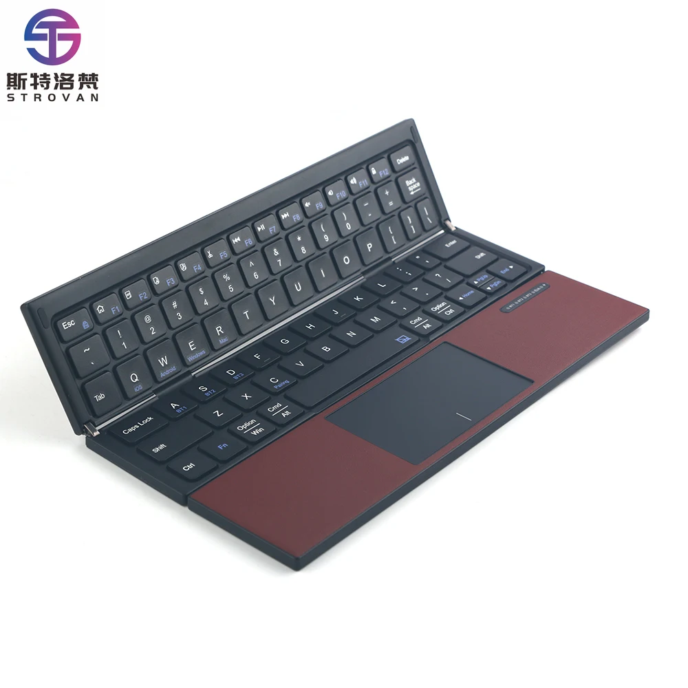Organ Style Three Fold Mini Folding bluetooth Keyboard Foldable Keyboard Touchpad bluetooth Keyboard