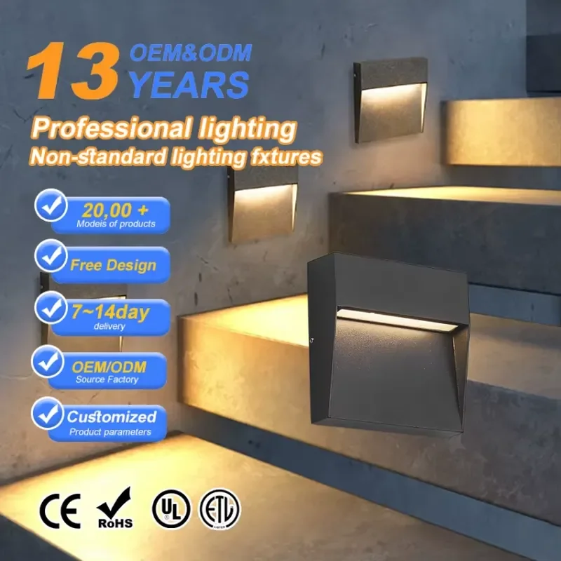 Ultra-thin Outdoor LED Stair Step Light for Aluminum IP65 Waterproof SMD LED Warm White Semi Flush Mount