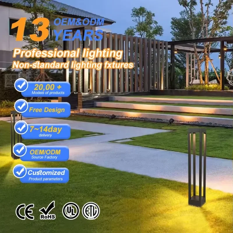 COB Chip LED Bollard Light IP65 Waterproof AC Power Outdoor Garden Landscape Lawn Lamp for Garden and Lawn Lighting