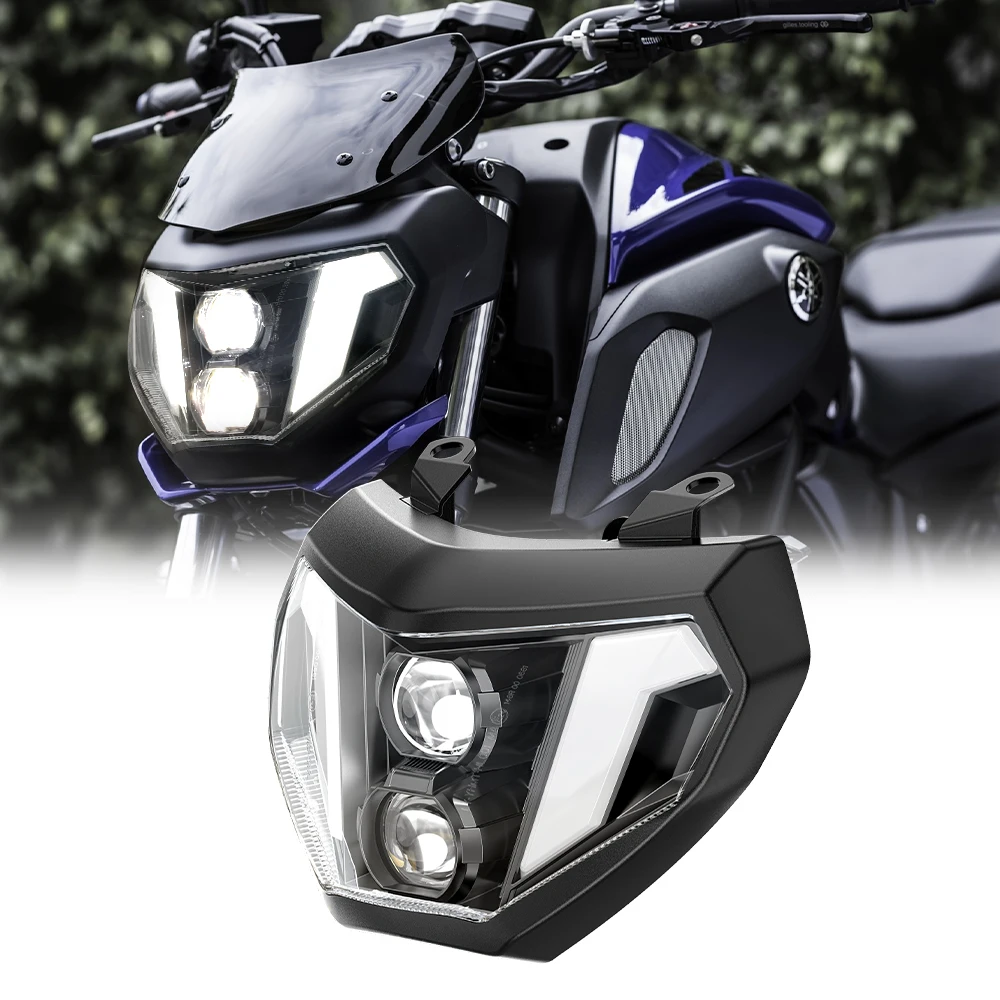 E-Mark LED Motorcycle Headlamp Assembly DRL Headlight for Yamaha MT07 MT09 FZ09 2014 2015 2016 2019 Waterproof Light