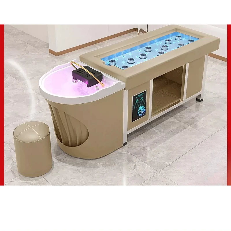 Automatic intelligent water circulation head therapy bed, beauty salon special hair wash bed, massage and fumigation integrated