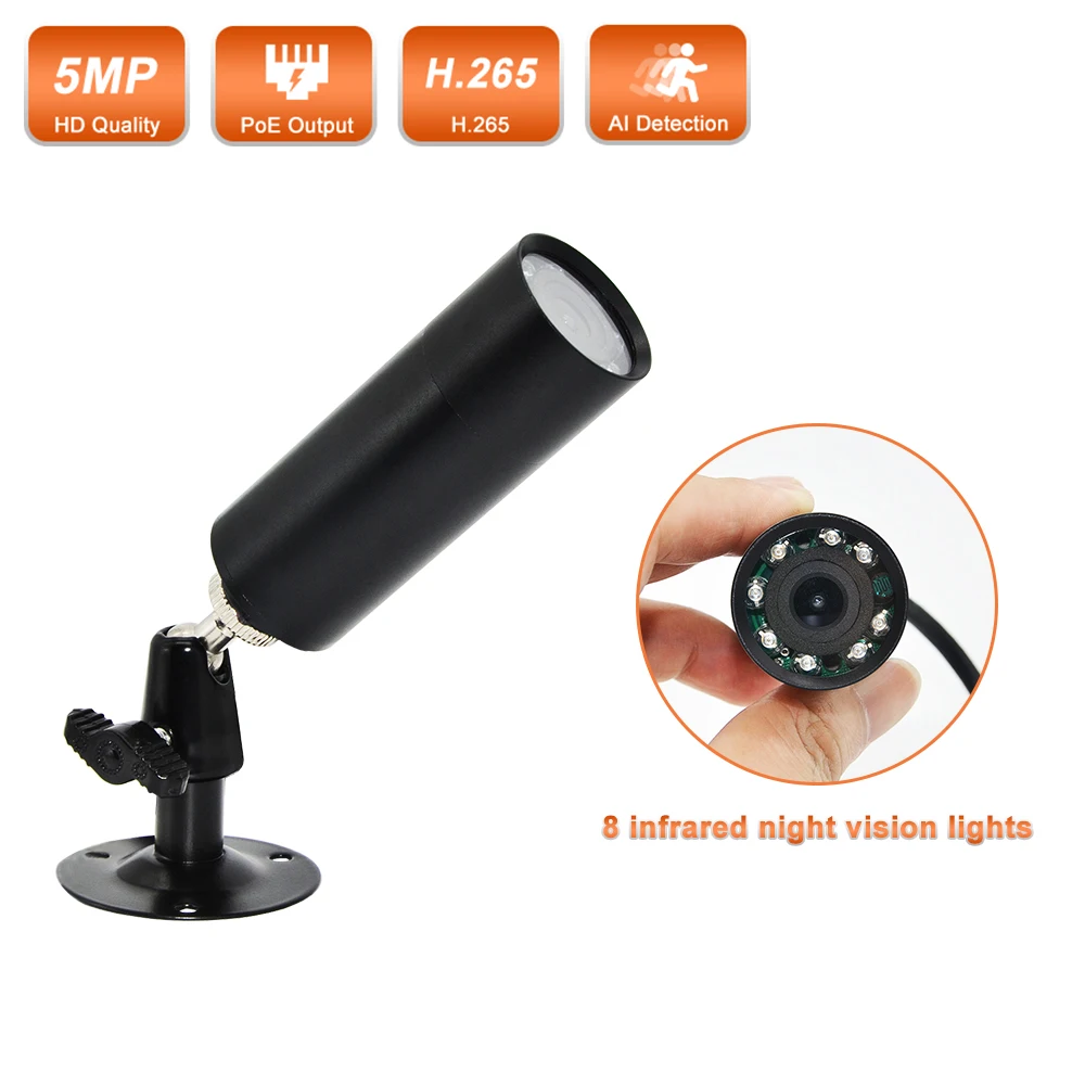 5MP Ultra HD IP Camera Mini Peephole Micro Video Recorder 3.6mm Len H.265 ONVIF Small Bullet Security Surveillance CCTV Camera