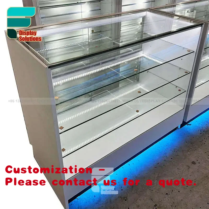 custom.Premium Tobacco Display Cabinet Glass Door LED Lighting Lockable Drawer Display Unit