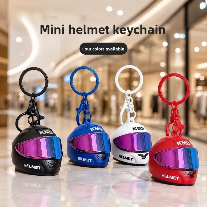 1/2 PCS Cool Light-up Helmet Keychain Lightweight Versatile Mini Night Light Pendant Realistic Multifunctional Helmet Bag Charm