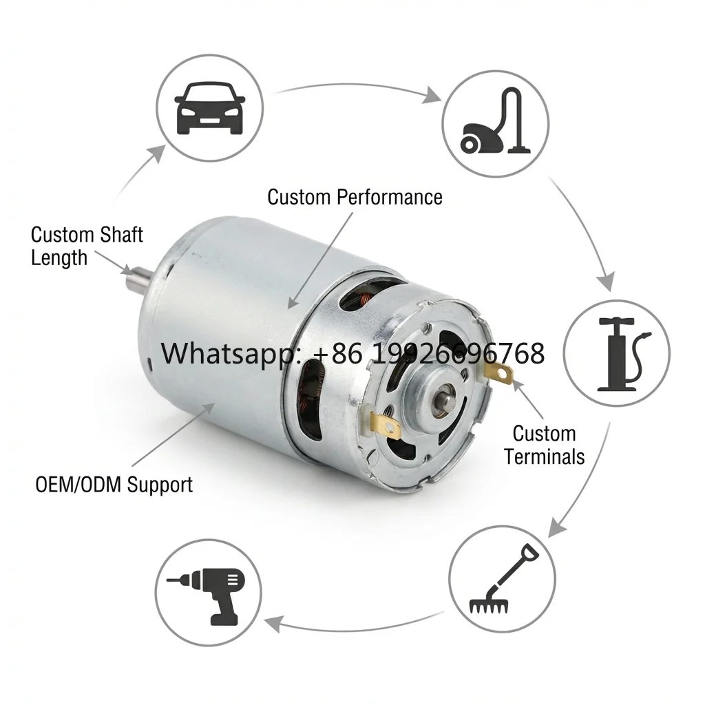 Professional High RPM Brushed DC Motor Waterproof Flange Mount Stable Performance Automotive Air Pump Vacuum Cleaner Garden