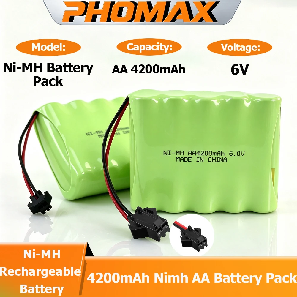 PHOMAX 6V 4200mAh NI-MH Rechargeable Battery For Rc Toy Cars Tanks Robots Guns Boats Toys Accessories High Capacity AA Battery
