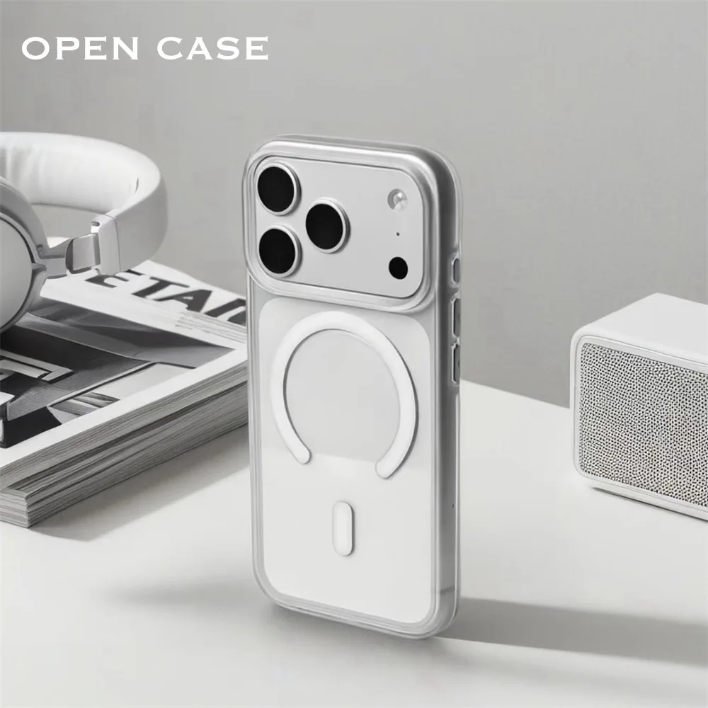 For iPhone 17 16 Pro Max Original Touch Camera Button MagSafe Transparent Phone Case Magnetic Wireless Charging Shockproof Cover