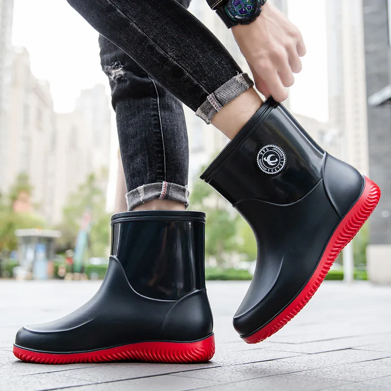 Men's Mid-calf Rain Boots. 2025 New Style. Fashionable Mid-calf Outdoor Slip-resistant Water Shoes. Lightweight and Waterproof