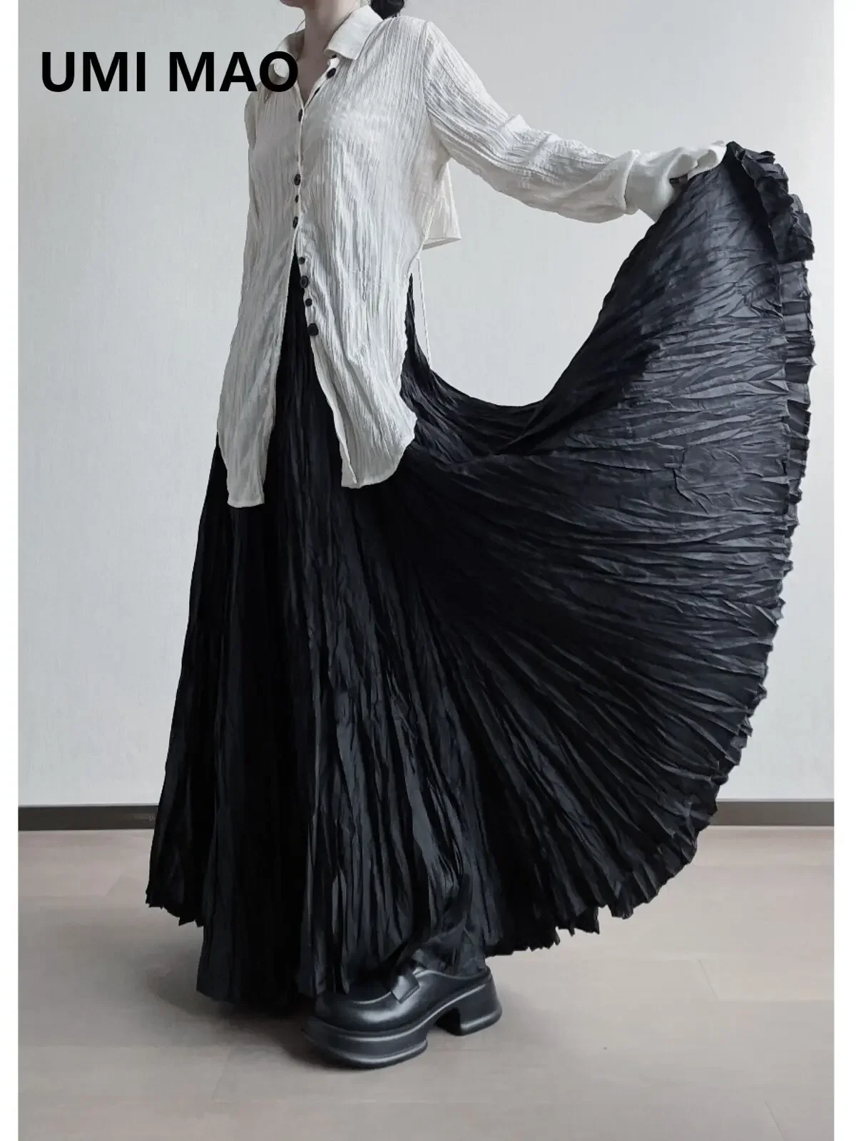 UMI MAO Yamamoto Dark Wind Extra Large Fold Irregular Skirts Spring Summer Crowd Design Sense Large Swing Skirt For Women