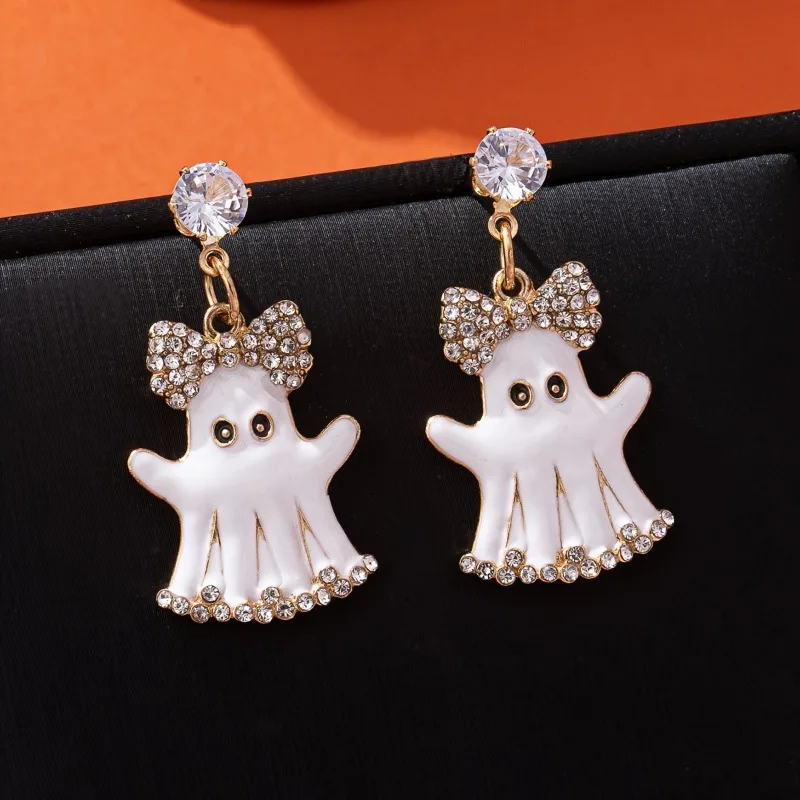 New Halloween cute cartoon ghost shape earrings ghost fashion design sense niche simple earrings