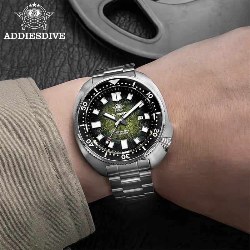 ADDIESDIVE Men Quartz Watch 20Bar Waterproof Sapphire Glass BGW9 Super Luminous Diving Wristwatches Ceramic Bezel New Watch
